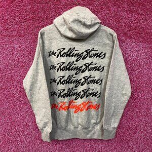 The Rolling Stones Cursive Spell-Out Hot Lips Band Hoodie S